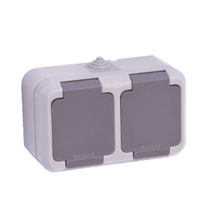 پریز ارت و کلید یک پل دوقلو ip44 /بارانی روکار دلند