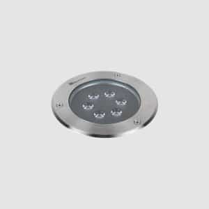 اينترالوكس - چراغ دفني LED با (IP67) و توان 12 وات 1300 لومن به قطر 18 سانتي متر با دماي رنگ نور 3000 كلوين و لنز M – مشكي